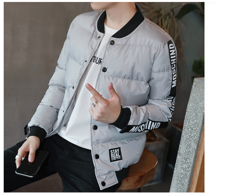 棒球领加厚棉服外套,冬日下的阳光型男