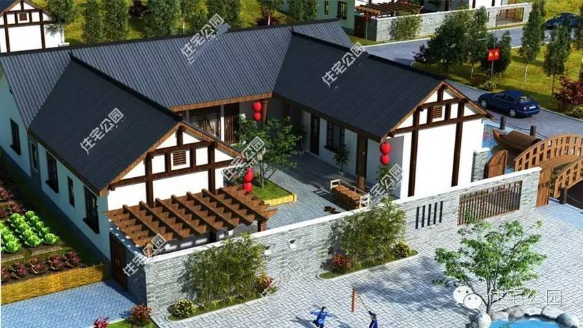 三合院东西厢房二层效果,传统三合院房顶