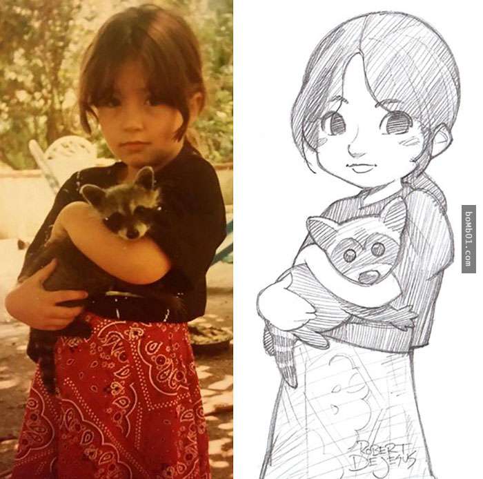 手绘宠物和主人随手画,巧手绘动物