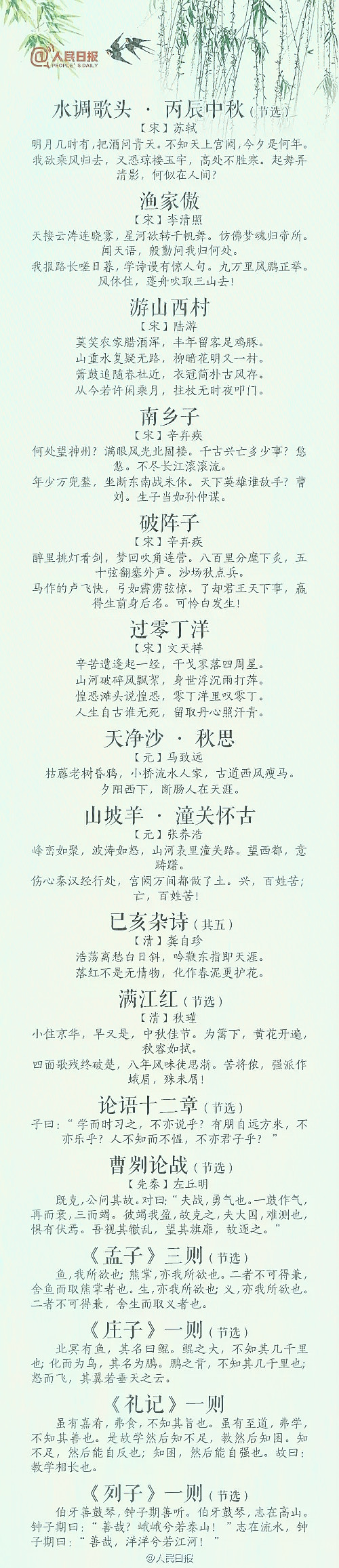 义务教育古诗必背新增了多少篇,人民日报推荐小学初中必背古诗