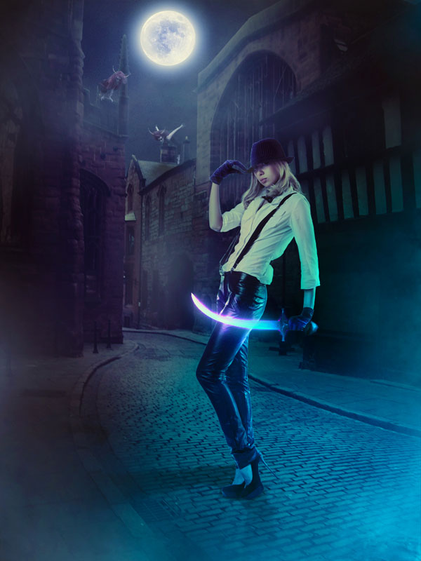 photoshop白天调夜晚效果教程,ps如何把场景做成黑暗中的效果