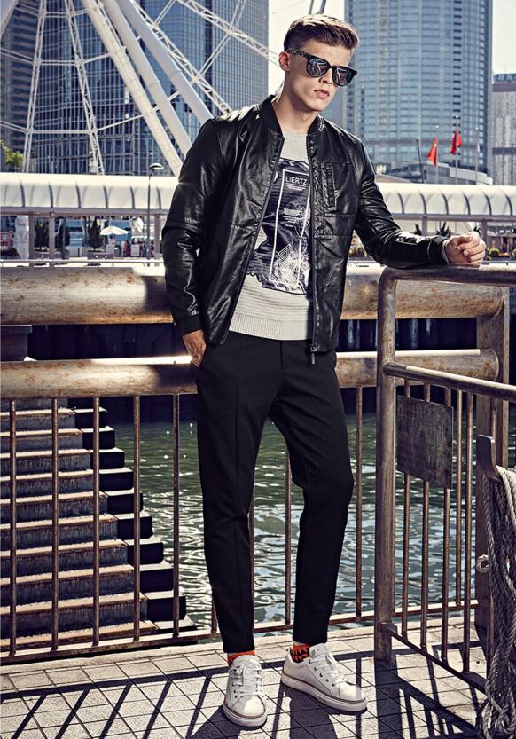 小版型男式加绒皮衣,型男时髦皮衣成熟帅气提升魅力