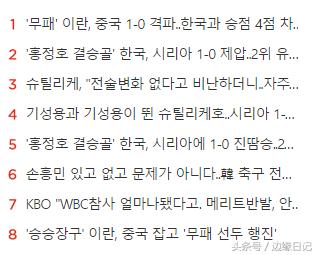 中国败伊朗，小人得志的韩国人举国欢庆，中伊战成韩国热搜第一名
