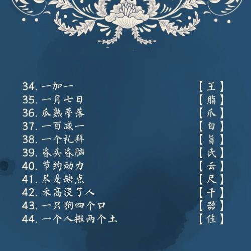 100个最好猜的字谜,史上最难猜字谜10个带答案