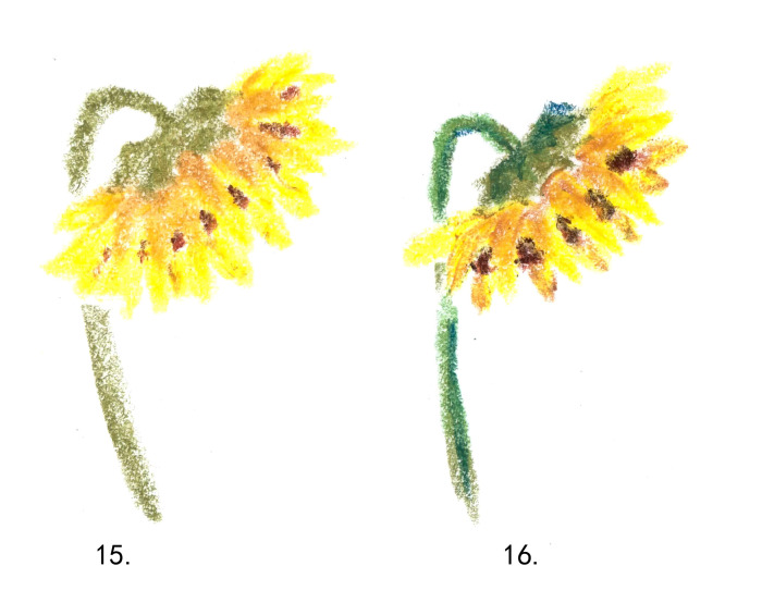 手绘油画棒绘画教程,向日葵油画棒绘画作品梵高