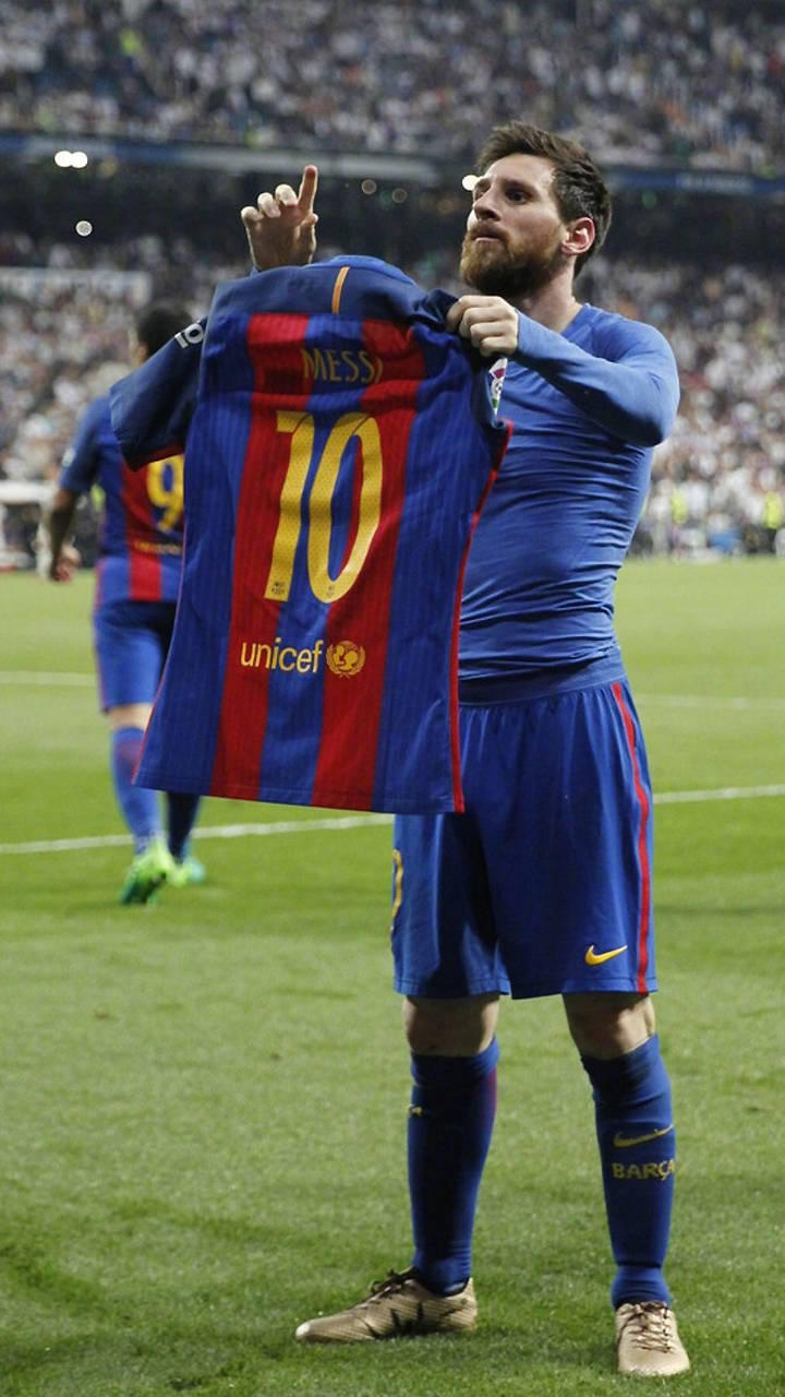 梅西对皇马举球衣高清壁纸,梅西绝杀皇马壁纸
