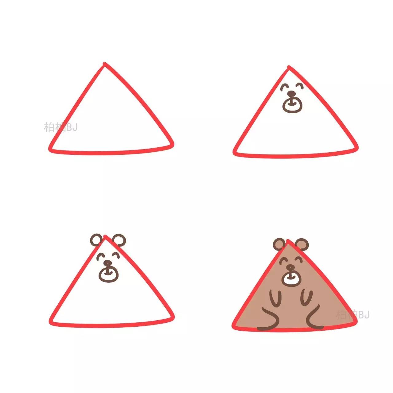 三年级简笔画趣味思维图,三角形创意简笔画