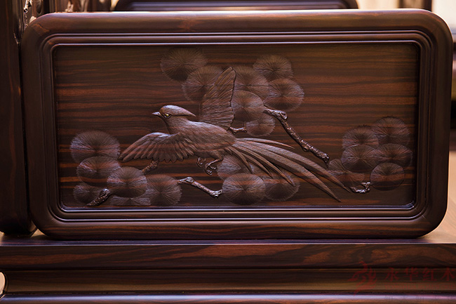 红木沙发经典檀雕图案,木韵乌金木沙发