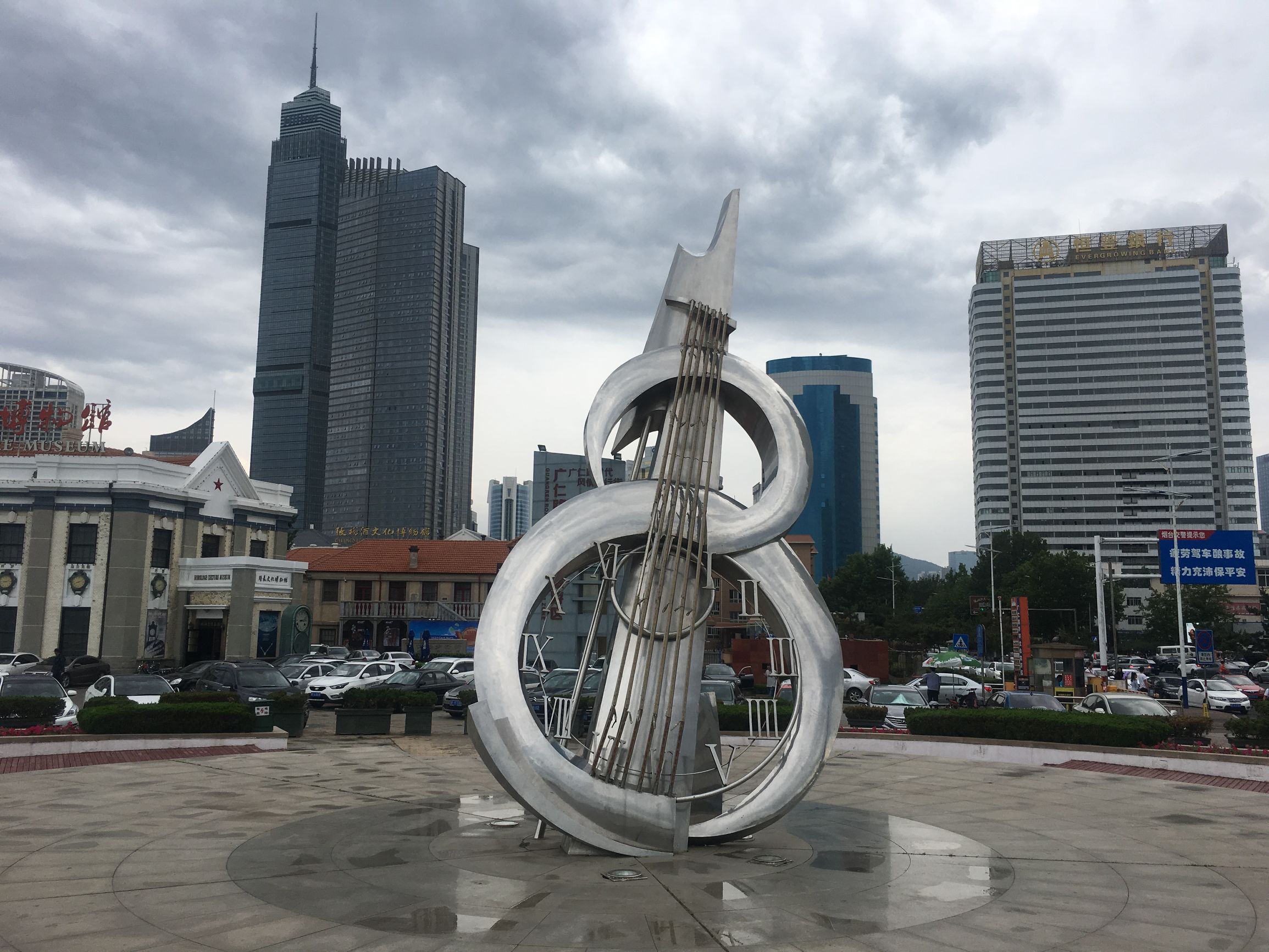 徒步旅行第75天，雨中漫步烟台山，滨海路，宿山东莱山烟台大学