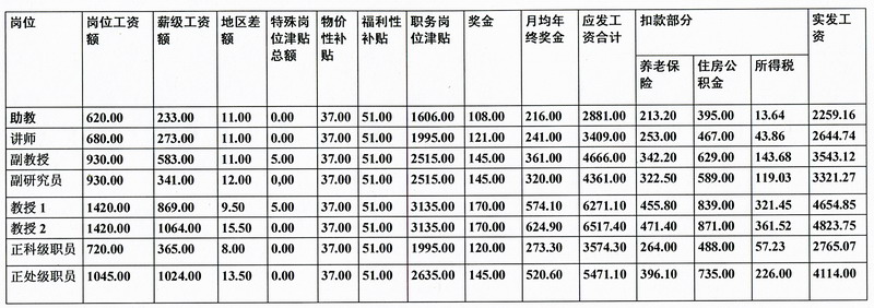中国大学的教师薪资排名,大学教师工资待遇排名