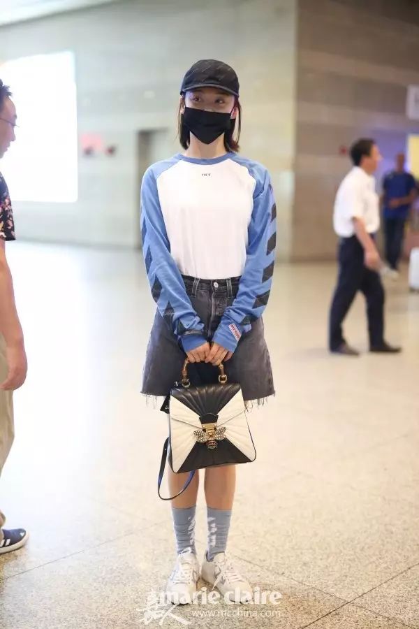 明星同款短袖t恤女杨幂,潮牌t恤女款杨幂同款条纹