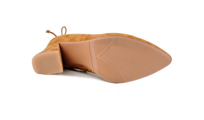 短靴尖头马丁磨砂皮棕色,短靴弹力靴高跟粗跟马丁靴