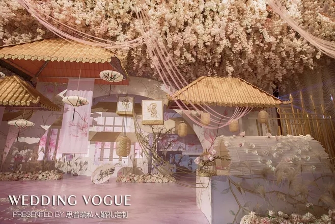 户外婚礼场景布置效果图,红色系婚礼户外布置场景