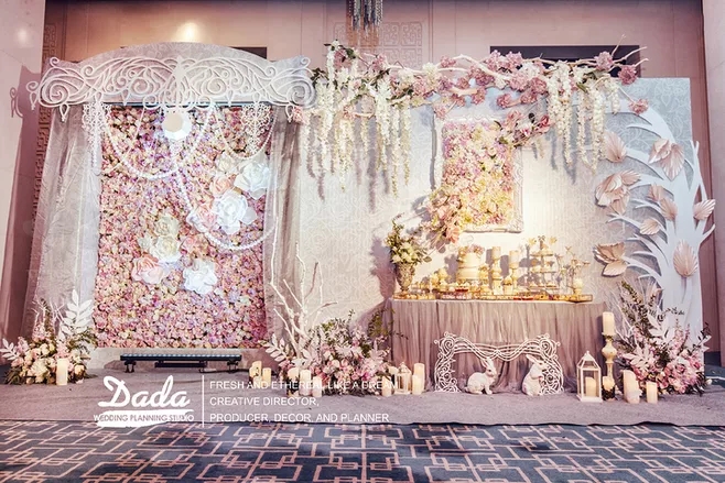 户外婚礼场景布置效果图,红色系婚礼户外布置场景