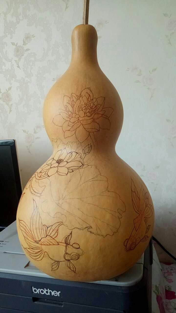 葫芦底稿转印方法,葫芦烙画底稿转印