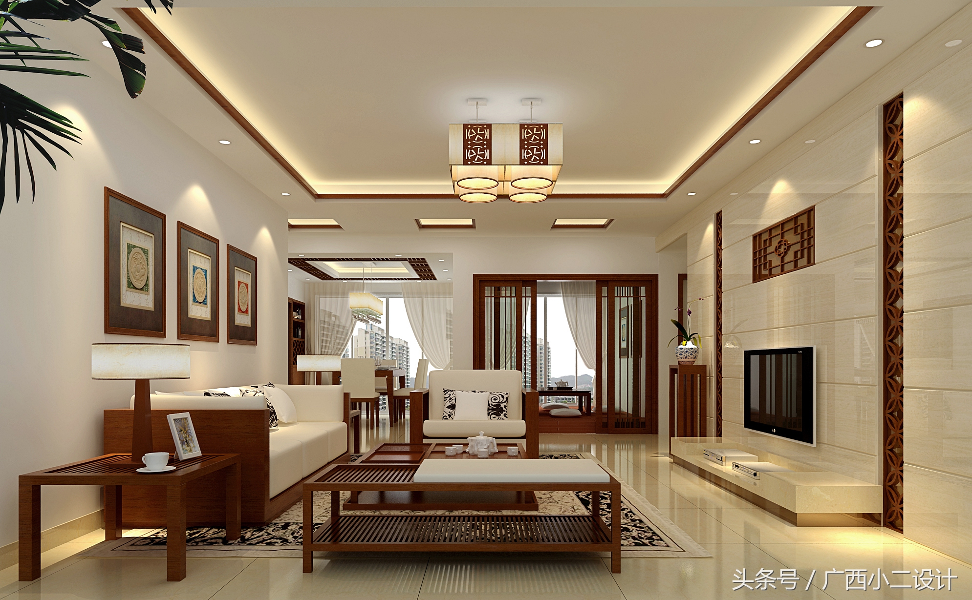 漂亮的中式客厅设计效果图,新中式风格客厅效果图