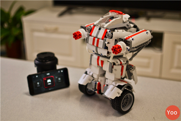 米兔积木机器人履带机甲可编程,米兔积木机器人怎么玩