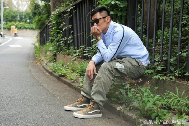 鹿晗同款vans卡其色拼接,鹿晗vans棋盘格