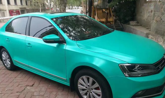 大众速腾电光金属银车膜改色,速腾改色贴膜冰川蓝