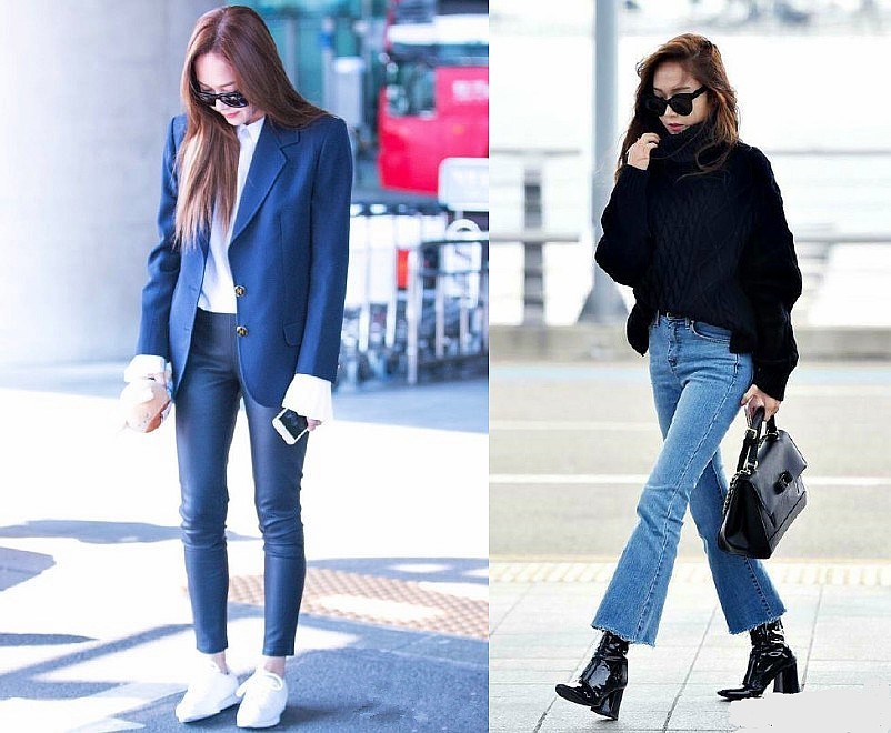 韩国郑氏姐妹,jessicakrystal郑氏姐妹机场look