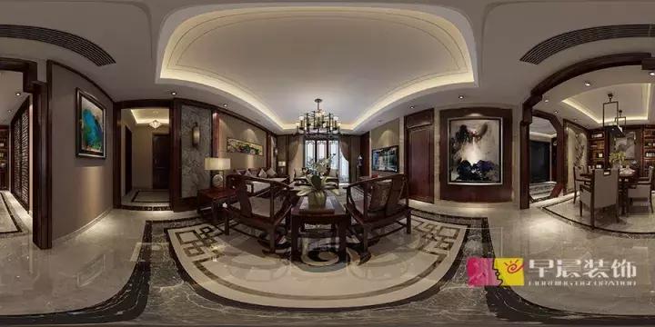 合肥瑞阳公馆105平新中式风格效果图，装修预算15万以内，雅致！