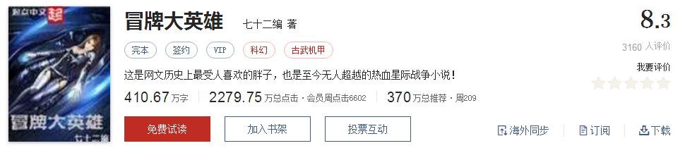 全精品系列网络小说推荐，起点8.3分高评价口碑神作，大神经典