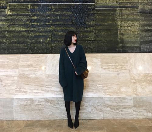 北极绒毛衣穿搭,白色貂绒毛衣搭配冬季