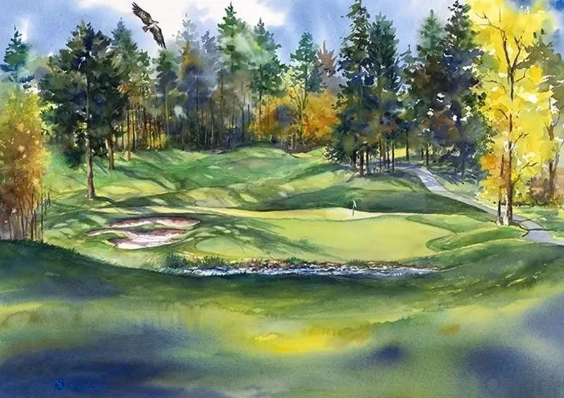 欣赏一下高尔夫球场美景,俄勒冈ncaa球场