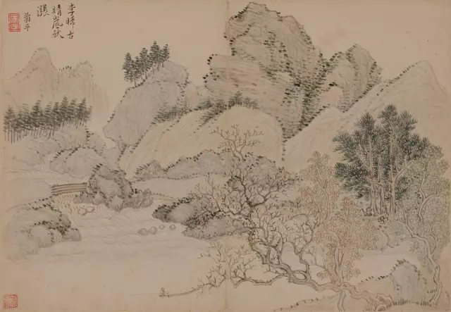 清代仿古山水册页,清恽寿平仿古山水图