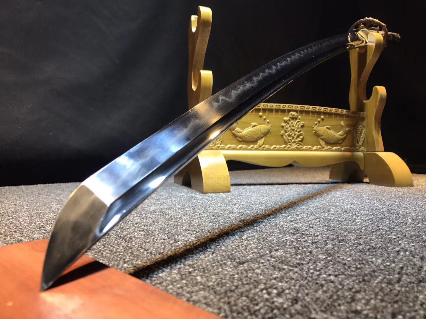 花纹钢武士刀100厘米,手工高性能花纹钢武士刀