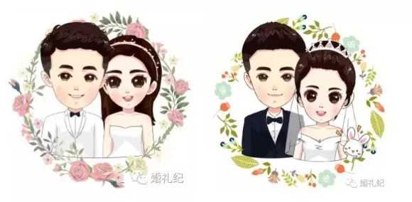 q版婚礼logo头像设计,插画头像手绘婚礼