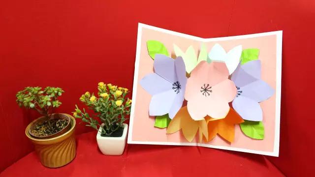 happychinesenewyear贺卡立体,幼儿园创意立体花贺卡手工