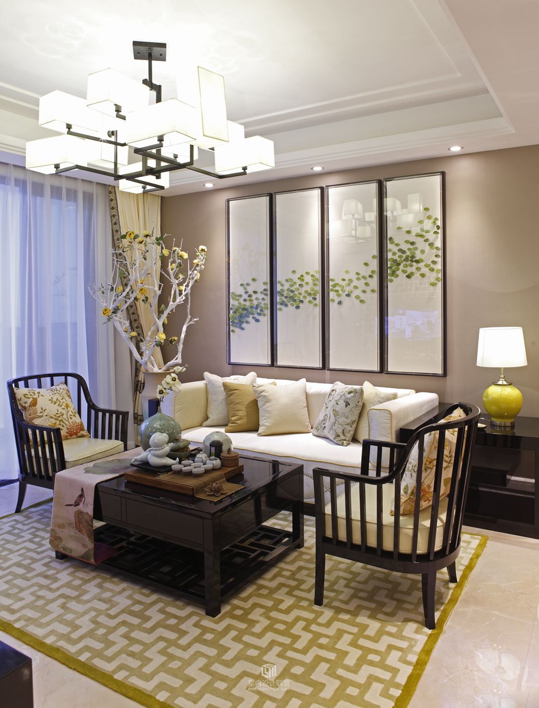 桂林悠山郡中式装修二手房,桂林彰泰郡113户型装修