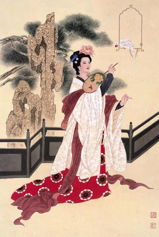 国画名家杨淑涛工笔仕女画欣赏,赵国经工笔仕女画作品欣赏