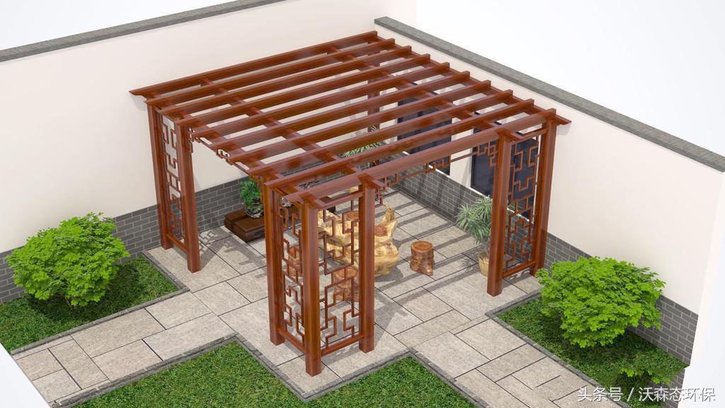 防腐木葡萄架花架效果图,露台铝合金花架葡萄架