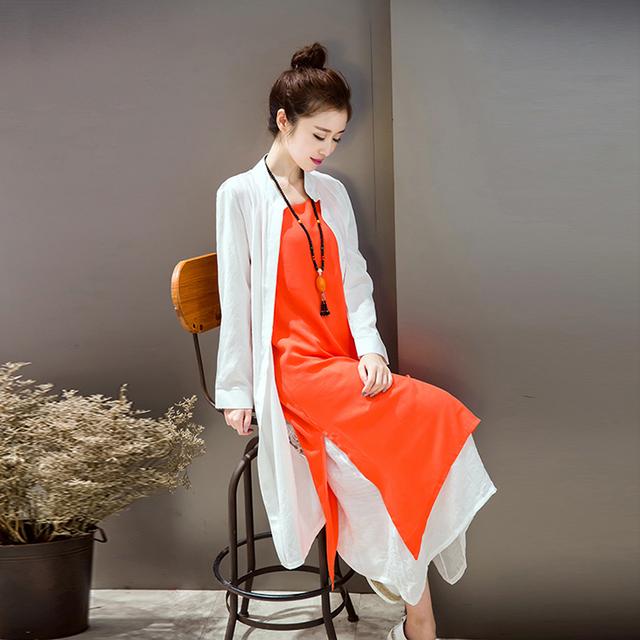 一条雅致的亚麻裙,文艺范儿白色亚麻裙