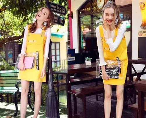 背带牛仔裙中长款文艺范儿,新款韩版牛仔宽松背带裙女款