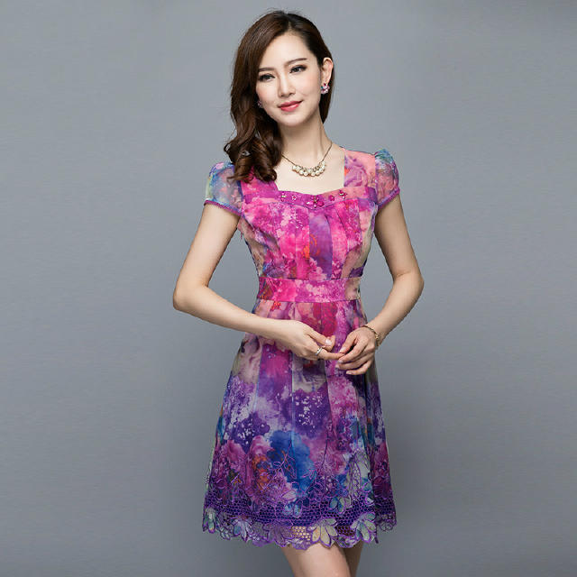 时尚显瘦印花气质连衣裙,丹慕妮尔气质印花连衣裙