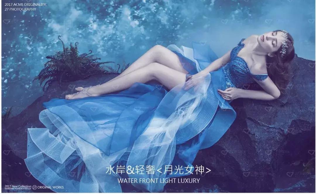 梦幻星空室内风格婚纱照,江边星空夜景婚纱照推荐