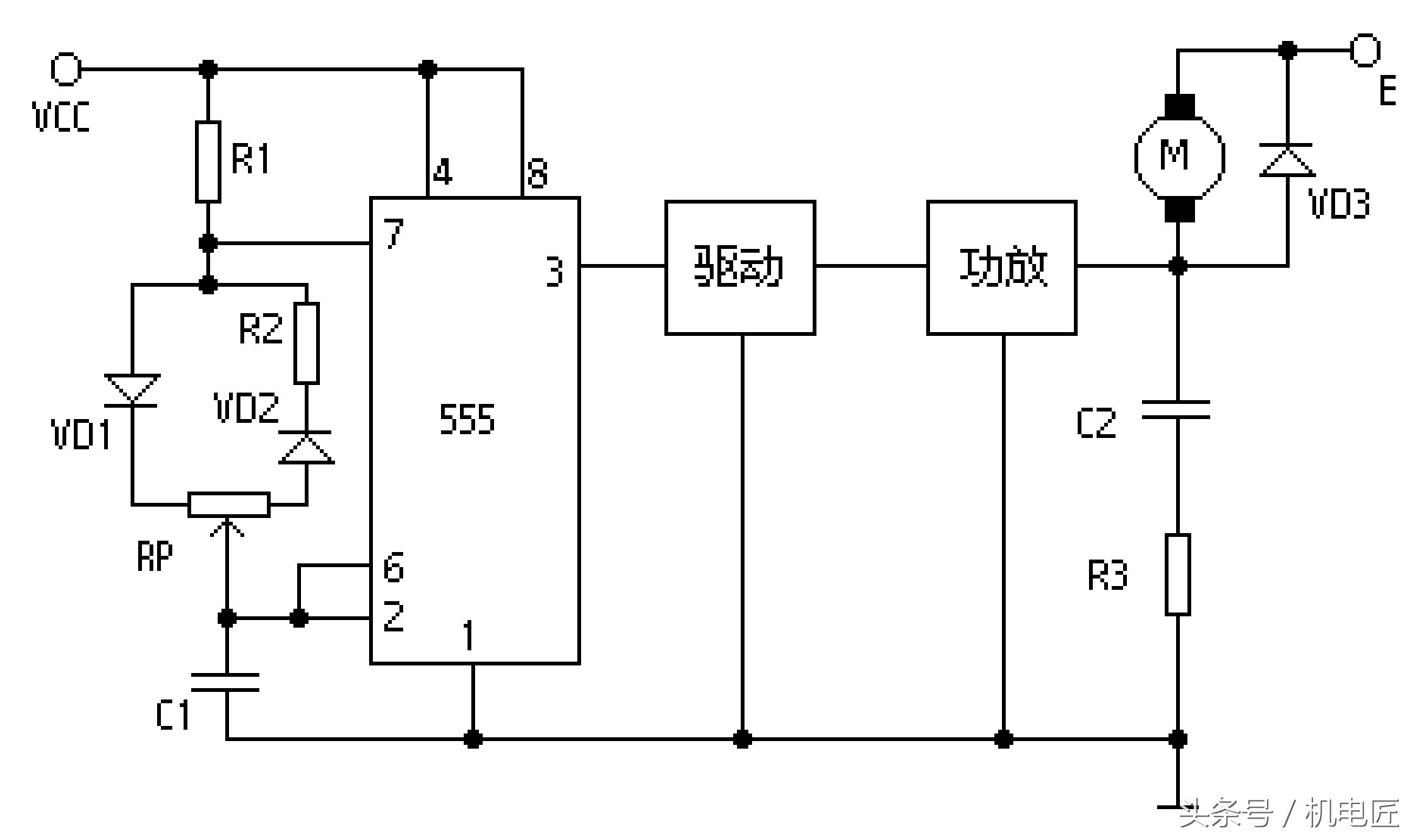 ne555控制微型直流电机,ne555直流电机调速电路原理