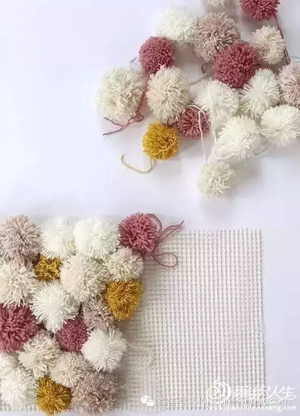 纯色毛线球一片式毯子教程,毛线球毛毯图片