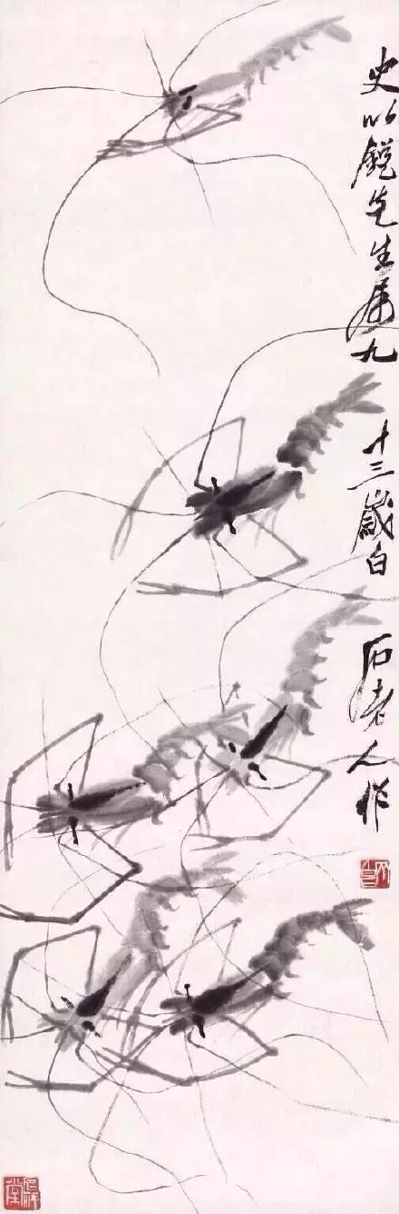 齐白石画虾的6只虾,画虾齐白石虾的画法步骤