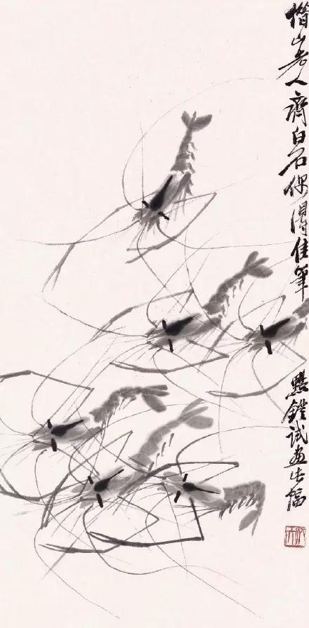 齐白石画虾的6只虾,画虾齐白石虾的画法步骤