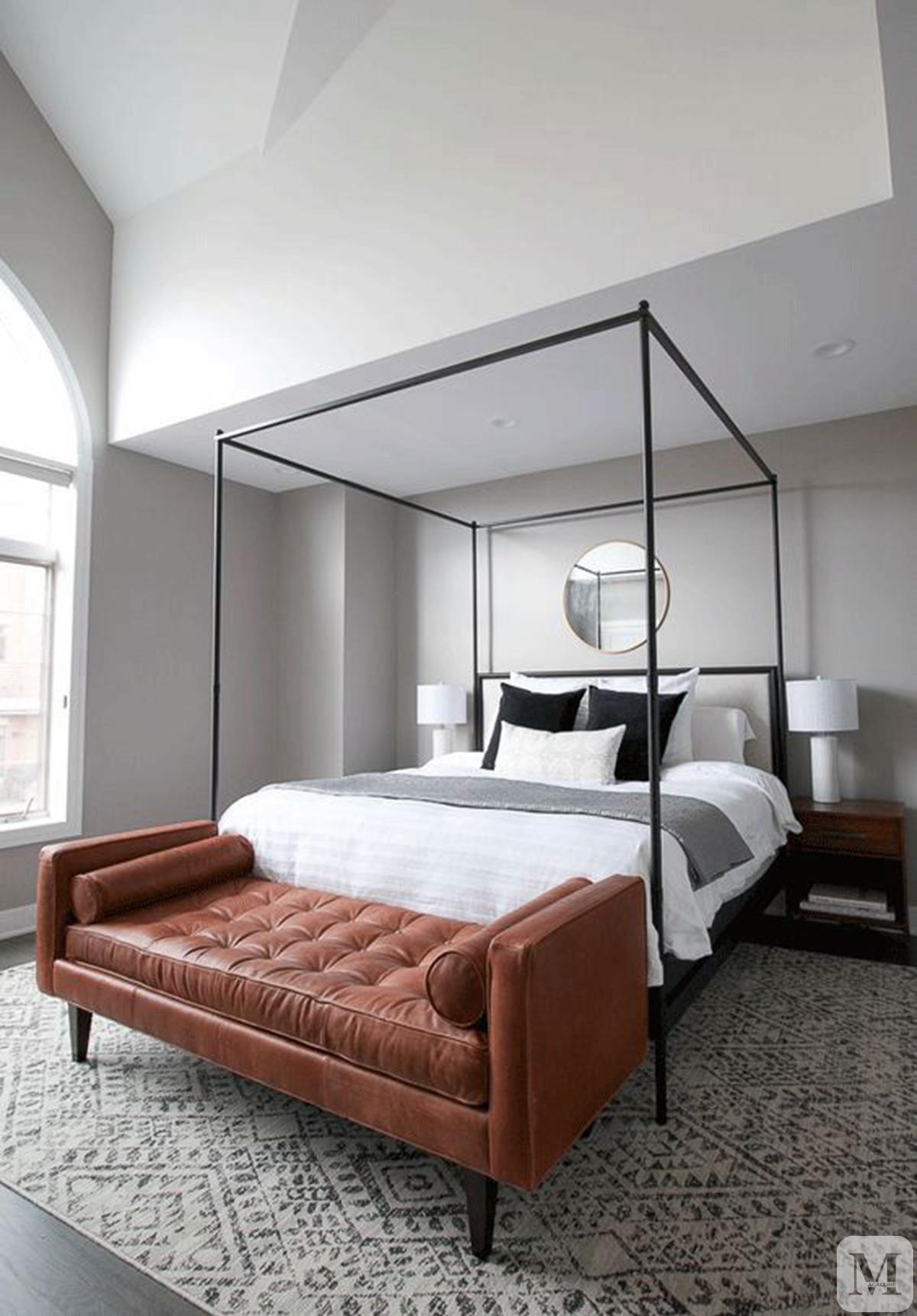 法式卧室黑色床搭配效果图,豪宅卧室上下铺