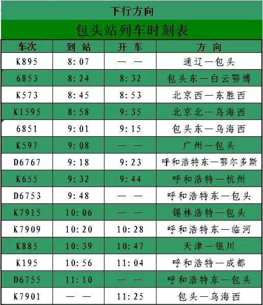 包头火车站高铁列车时刻表查询,包头火车站列车价格表