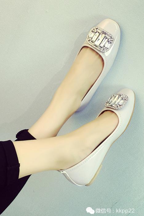 方扣水钻浅口半拖舒适软底百搭,透明方扣水钻细跟