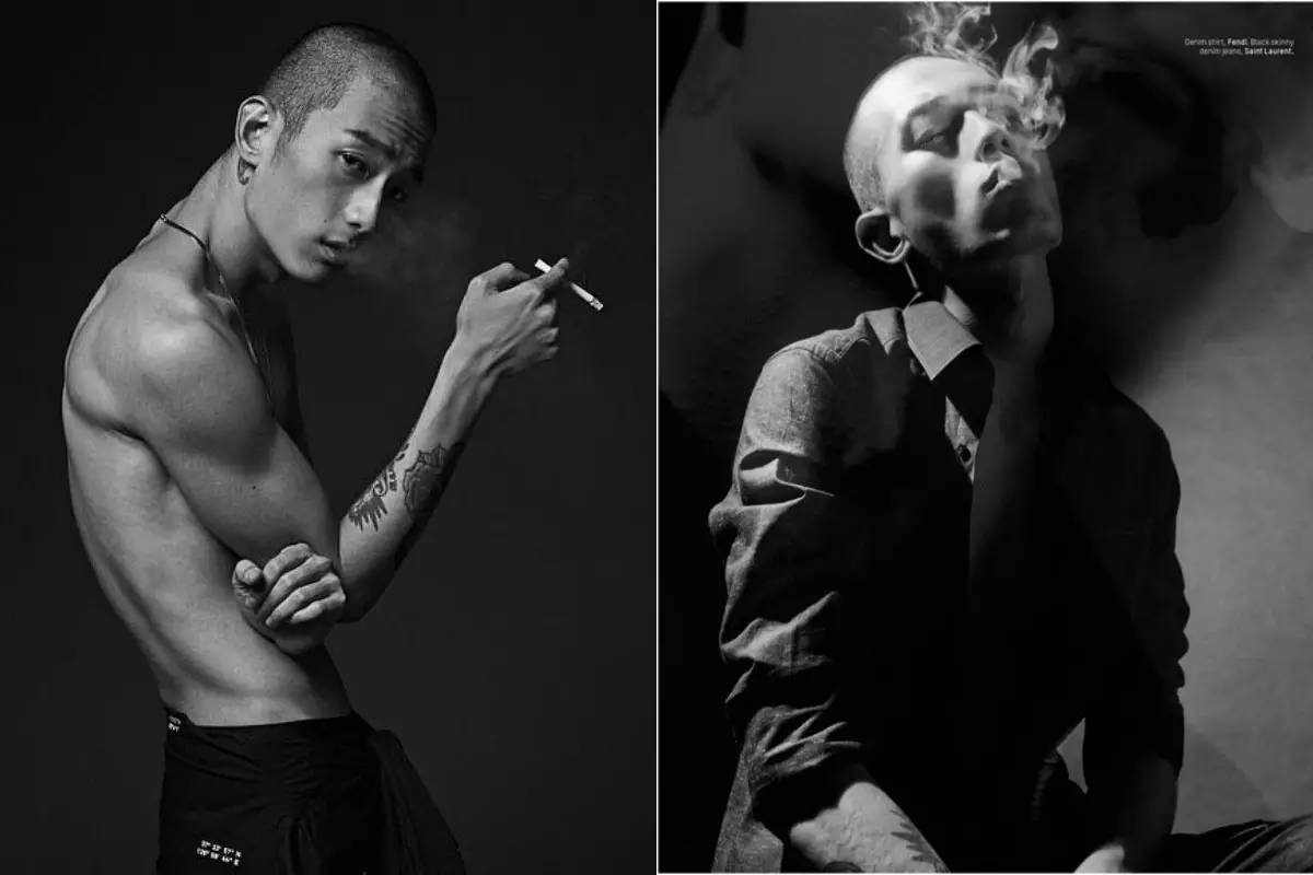 痞帅纹身寸头,寸头纹身潮男图片