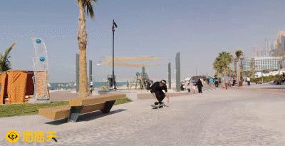 以滑板飞跃迪拜,热血青年的惊险大片