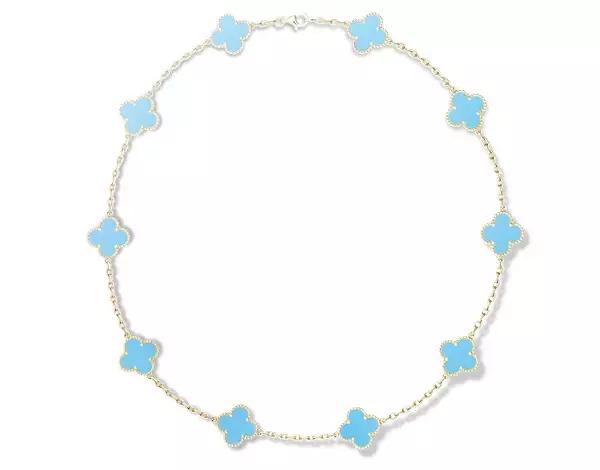 vca四叶草带钻项链系列,vca梵克雅宝四叶草项链