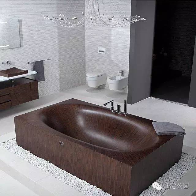 卫生间浴缸木头设计效果图,温泉式浴缸装修
